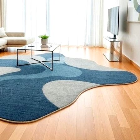 Handcrafted Blue Grey Organic Modern Living Rug